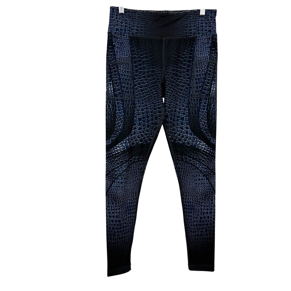 INKNBURN Leggings Mens 10 Blue Crocodile Skin Print Compression Athletic Tights - Picture 1 of 7
